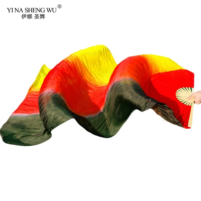 1 Piece Imitation Silk Colorful Belly Dance Fan Handmade Fan For Kids/Women Bellydance Long Fan Chinese Dance Fan Veil 22 Colors Color 17