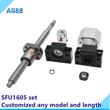 

1pcs 16mm lead screw SFU1605 400/450/500/550mm ball screw with single Ballnut +BK/BF12 end support +DSG16H cnc parts