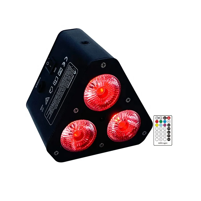 

New Lights 3X18W Rgbwa+Uv 6in1 Led Battery Powered Wireless Dmx Ir Remote Control Wedge Par Light Dj Wedding Stage Light