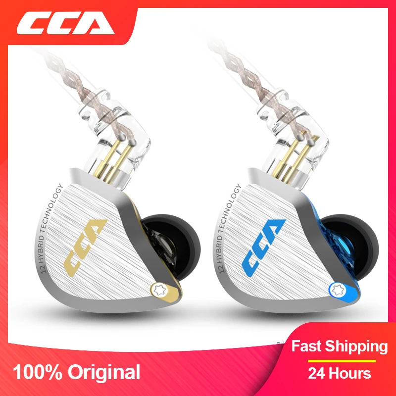 CCA C12 Metal Headset 5BA+1DD Hybrid 12Units HIFI Bass Earbuds Noise Cancelling Earphones In Ear Monitor KZ ZSX ZAX | Электроника