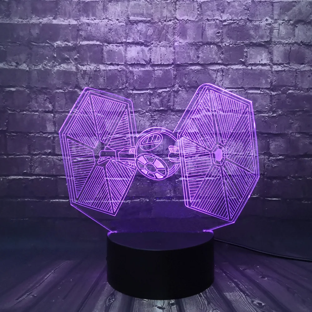 3D LED Night Light TIE Fighter Star Wars Touch Swift Table Desk Lamp Kids Gift 