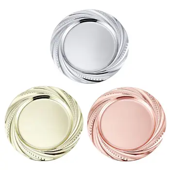 

New 2pcs Elegant Stainless Steel Dinner Plate Dish Salad Fruit Food Container Tray