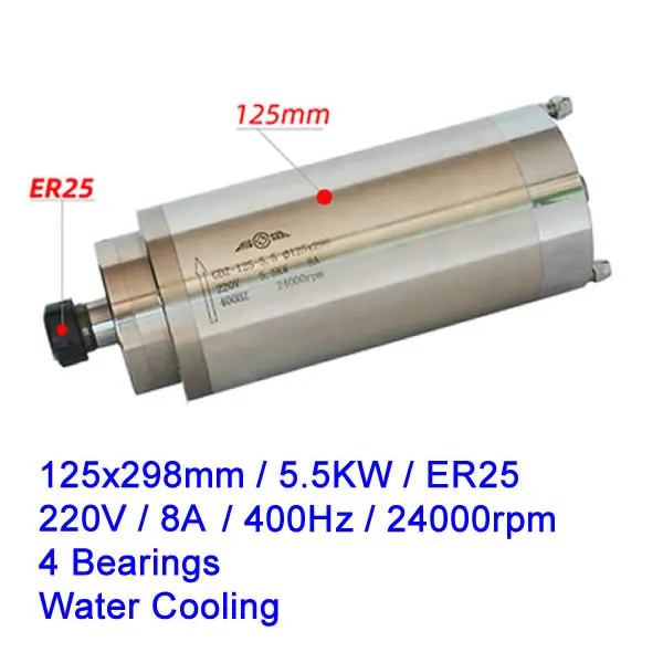 125x298mm 5.5KW 220V 800 Вт 110 кВт 220 кВт 380 кВт Мотор шпинделя с ЧПУ в водяное воздушное охлаждение гравировальный станок ось Z вал - Цвет: 125x298mm 5.5KW 220V