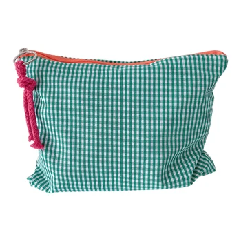 

Ins Wind Simple Contrast Color Plaid Cosmetic Bag Travel Large-Capacity Cosmetic Storage Bag Girl Heart Portable Hand