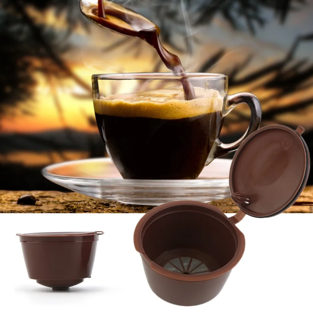 3Pcs Home Use Brown Reusable Coffee Capsule Plastic Refillable Compatible Coffee Filter Baskets Soft Capsules Taste Sweet