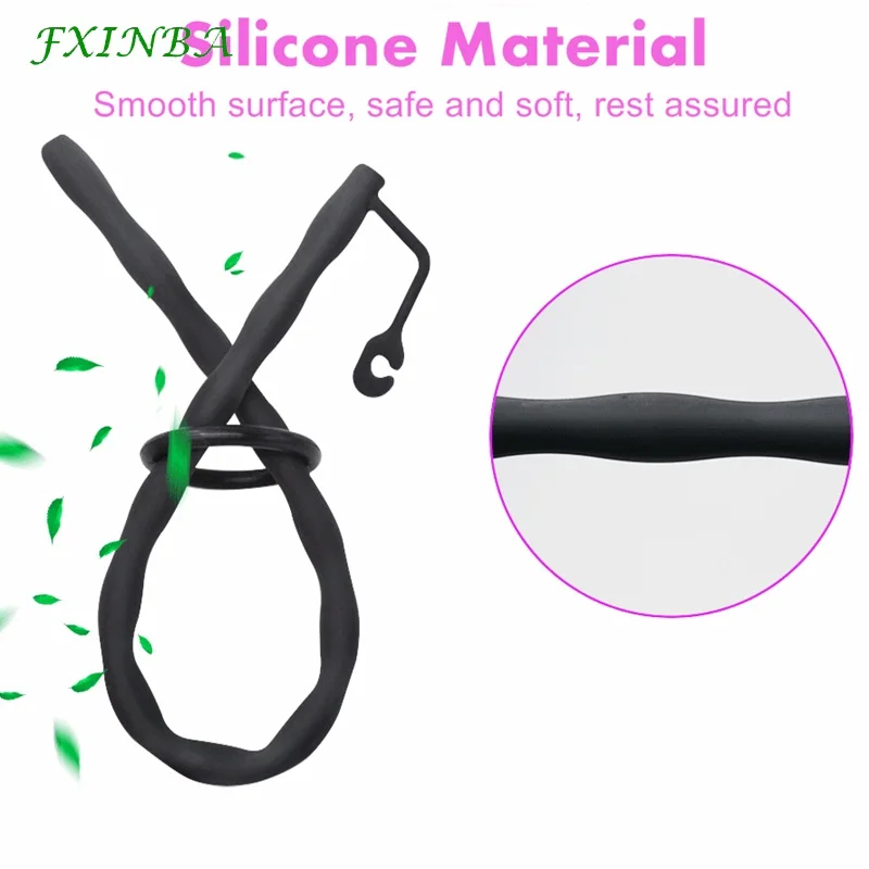 FXINBA Silicone Hollow Urethral Sound Dilator Male Penis Plug Urethra Catheter Stimulator Masturbator Adult Sex Toy For Men silicone urethral dilator,urethral dilator