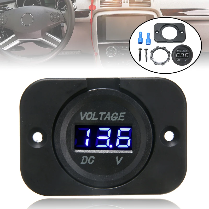 Universal DC 12V-24V Blue LED Display Digital Voltmeter Panel Voltage Meter Volt Tester Car Motorcycle Voltage Meter