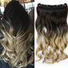 MUMUPI Clip In Hair Extension Ombre 24 Inches Blonde Black Full Head Synthetic Natural Curly Wavy Hairpiece Hair Pieces Headwear 1