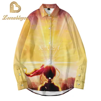 

Weathering with You Long Sleeve Shirt Men Casual Blouse Fashion Women Autumn Casual Long Sleeves Shirt Top