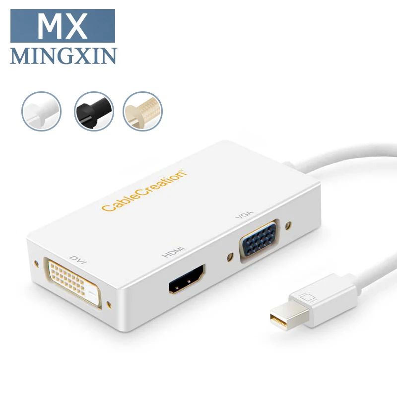 Mini DP к HDMI VGA DVI 3 в 1 позолоченный адаптер DisplayPort (Thunderbolt) совместимый с MacBook iMac Mac Book Air