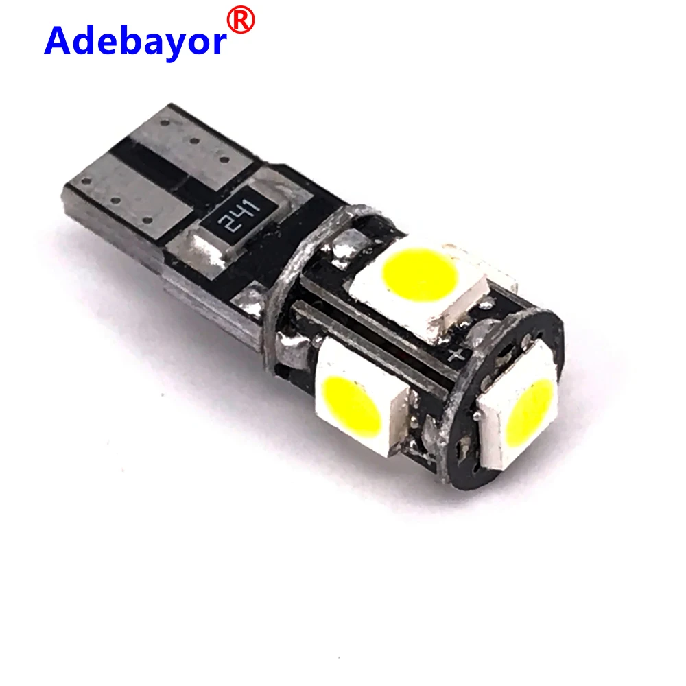 1 шт. автомобильная светодиодная лампа W5W 194 168 501 t10 canbus 5smd 5050 led 5 smd 3 чипа w5w с