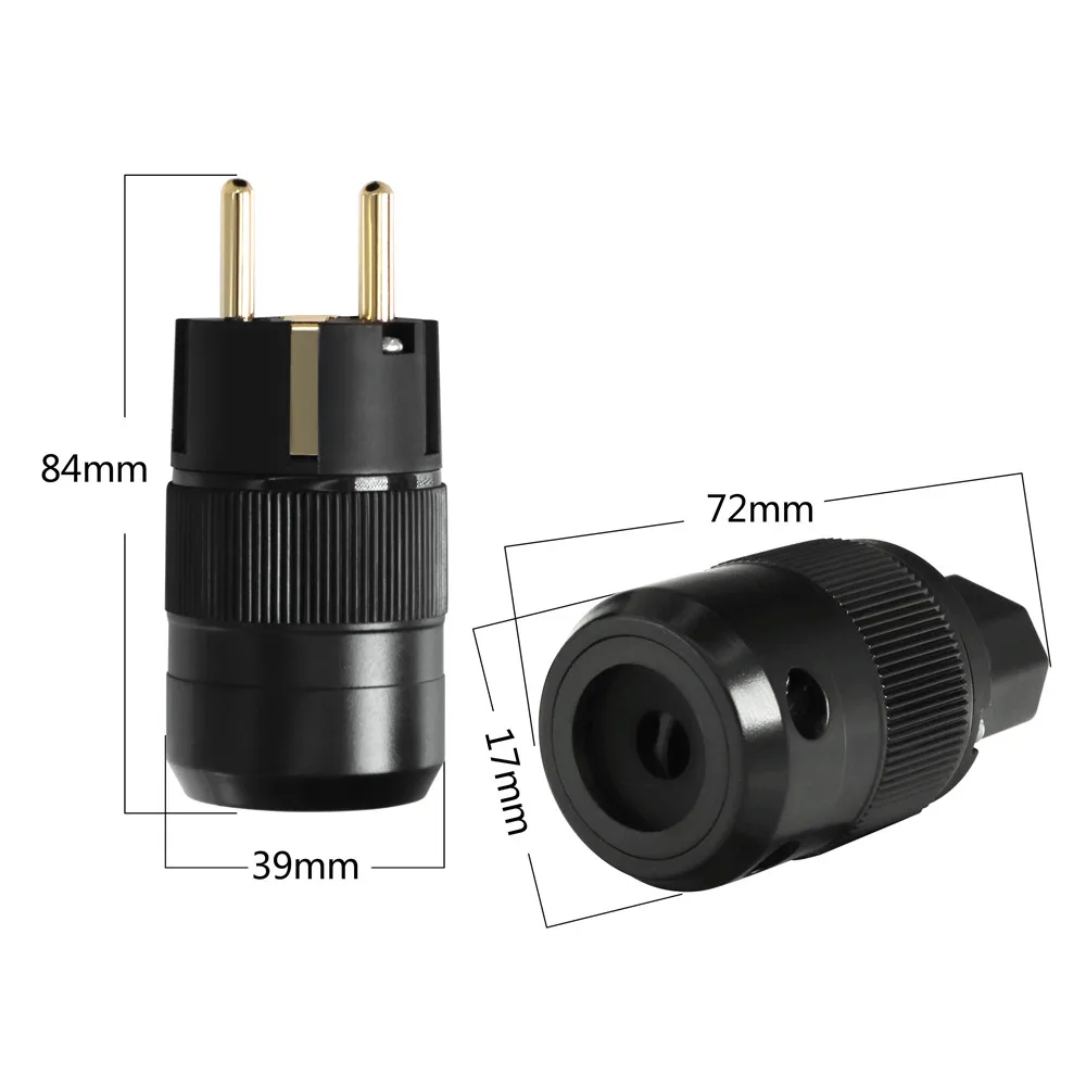 Banhado a Ouro Conector de Alimentação ac + Conector de Alimentação High Schuko ac + Iec 1 Par End 24k - Image 2