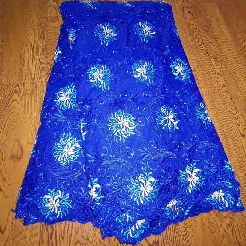 2019 Latest White Royal Blue African Laces Fabric High Quality Nigerian French Fabrics Beaded For Woman Wedding Dress | Аксессуары для
