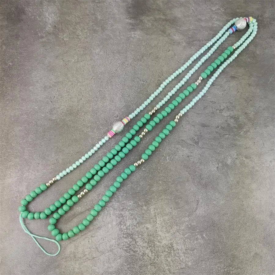 Кристалл Bling Key Lanyard ID значки держатели деревянный шарик мобильный шеи ремни создание цепи ожерелье ювелирные изделия - Окраска металла: green