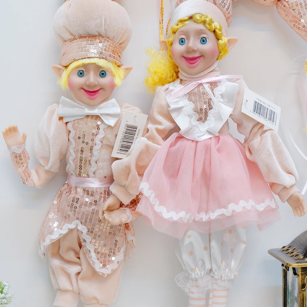 par elf casal de pelúcia natal para casa decoração natal navidad ano novo presentes kidstree pendurado ornamentos crianças brinquedos