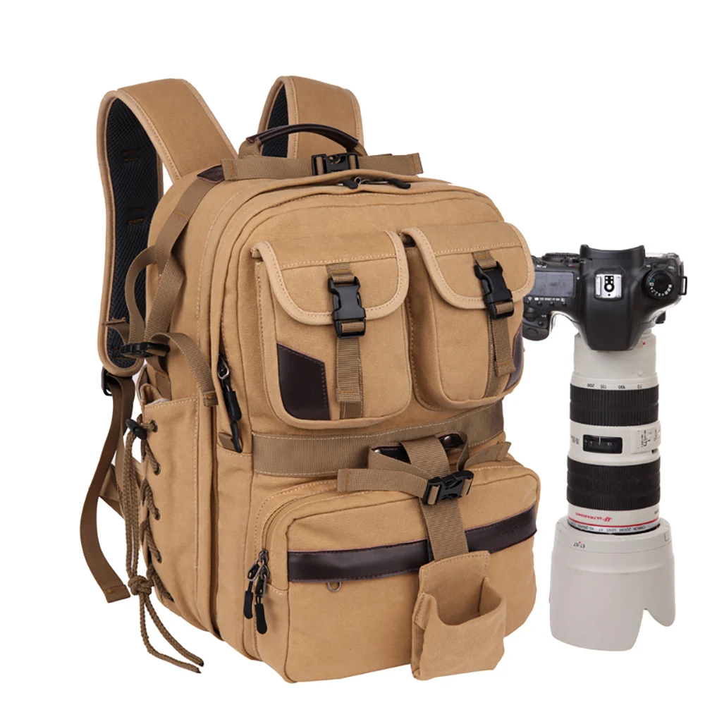 

Canvas Large Capacity DSLR Camera Bag Backpack Travel Outdoor Photo Double-shoulder Bag for Nikon D60 D3200 Canon 5D 600D Sony