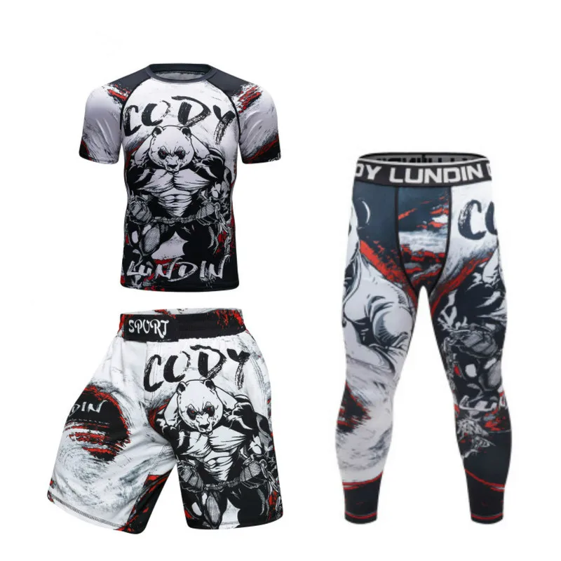 Футболка для кикбоксинга MMA колготки штаны мужские шорты ММА Рашгард трикотажные