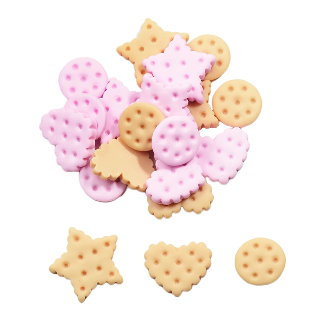 20 Pieces Mix Resin Flatback Cookies Flat Back Cabochon Kawaii DIY Resin Craft Decoration Miniature Resin Cream Bread Food