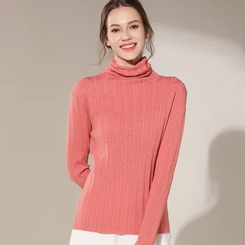 

Hollow Out Turtleneck Sweater Women Long Sleeve Fashion Wool Knitted Pullovers Female Sweaters Autumn And Spring Ladies Tops