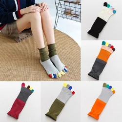 1 Pair New Funny Socks Women Cotton Colorful Patchwork Toe Socks Long Five Finger Socks Funny Socks Female Toe Short Socks Girls