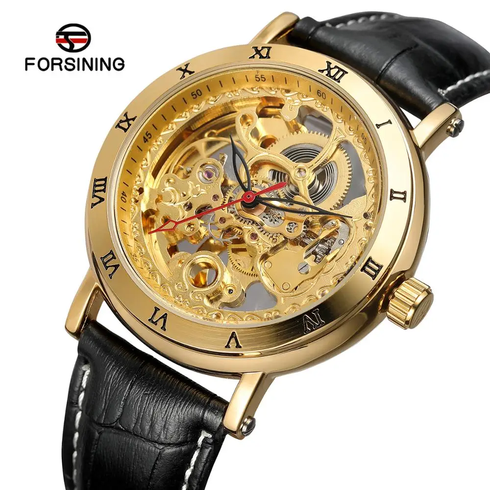 

FORSINING Men's Watches Roman Numeral Bezel Skeleton Dial Transparent Automatic Mechanical Watches Clocks Male Relogio Masculino
