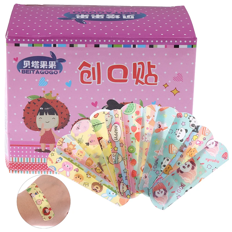 Tirita de hemostasia para niños, vendajes adhesivos impermeables y transpirables con bonitos dibujos, botiquín de primeros auxilios, 120 Uds.