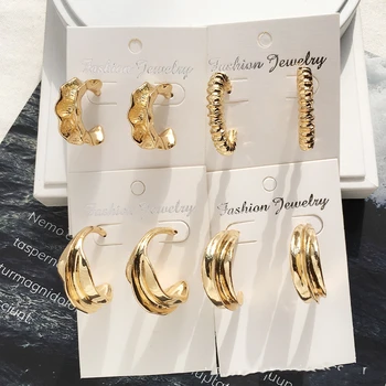 

Luokey Small Gold Thick Wide Hoop Earrings For Women Irregular C Shape Cute Circle Earrings Ear Rings Lady Party Jewelry Brincos