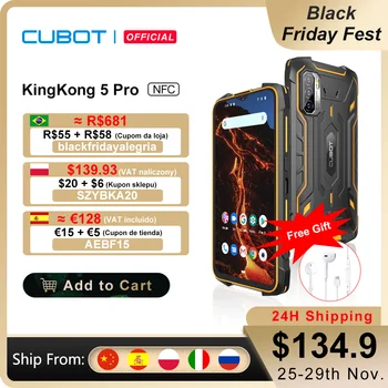 Cubot KingKong 5 Pro Android 11 IP68/IP69K Impermeable Rugged Smartphone Móvil Todorerreno para Viajes o Deporte Smartphone 8000mAh Batería NFC 48MP Triple Cámara 4GB+64GB GPS Dual SIM teléfono moviles Robusto 2021