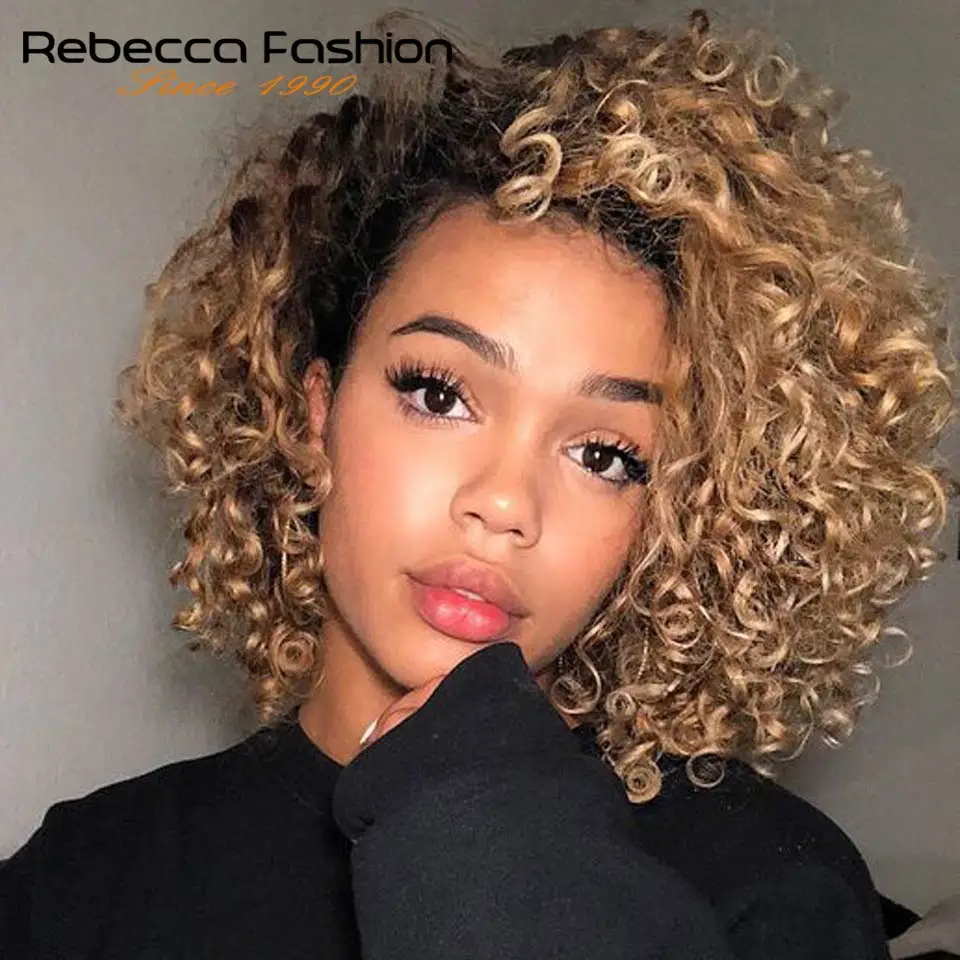 Rebecca Korotkie Volnistye Chelovecheskie Volosy Kruzhevnye Pariki Dlya Chernyh Zhenshin Peruanskie Volosy Remy Korotkie Vyushiesya Volosy Bob Estestvennaya Volna Ombre Blond Parik Pariki Na Chastichnoj Setke Aliekspress Rastreamento De Historico De
