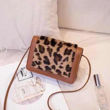 

Women Plush Crossbody Bag 2020 Leopard Shoulder Messenger Small Square Bag Bolsos Mujer Feminina sac a main femme #20