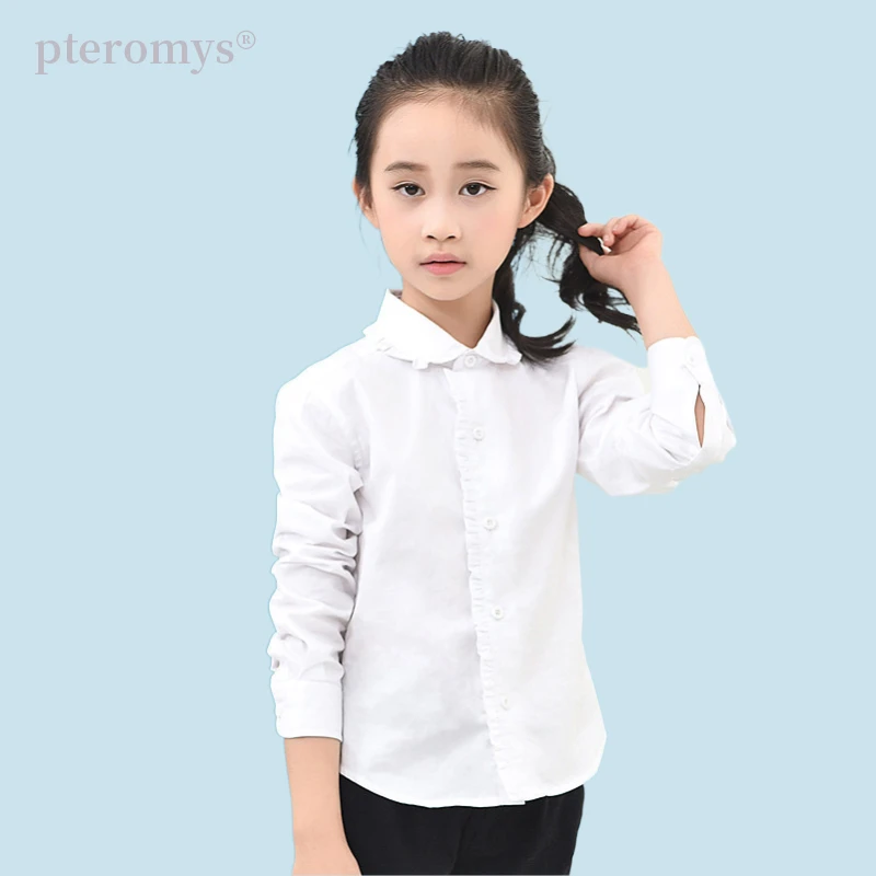 3 16歳の子供用ブラウス 女の子用ボタンダウンtシャツ フリルブラウス 制服 プリンセス コットントップ ラージガールズウェア サイズ10 12 ブラウス シャツ Aliexpress