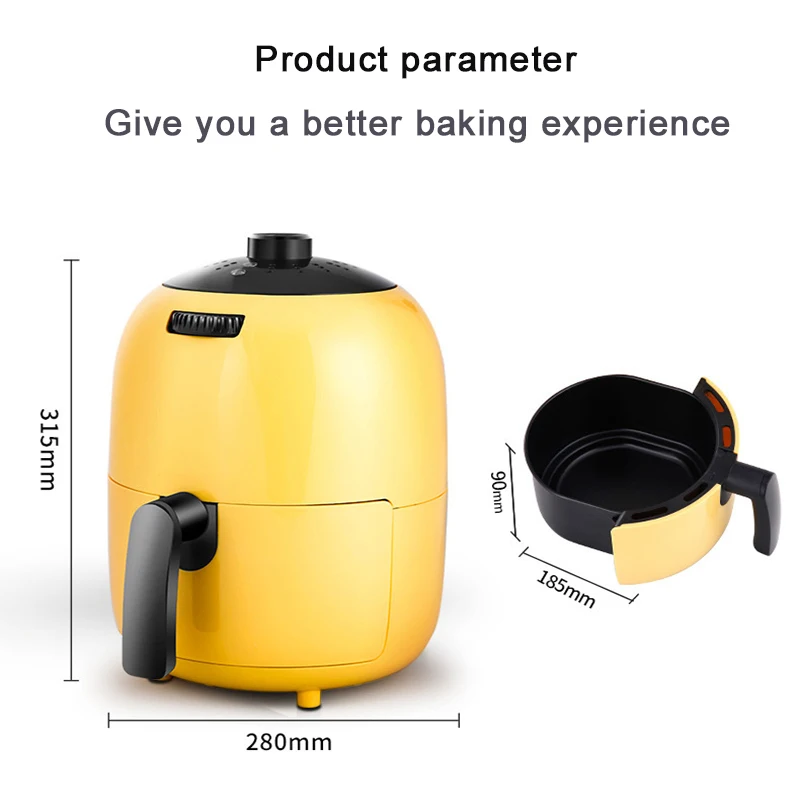 Household Air Fryer Portable Smart Fries Maker 2L Large Capacity Multifunctional Low Smoke Oven Electric Fryer 6