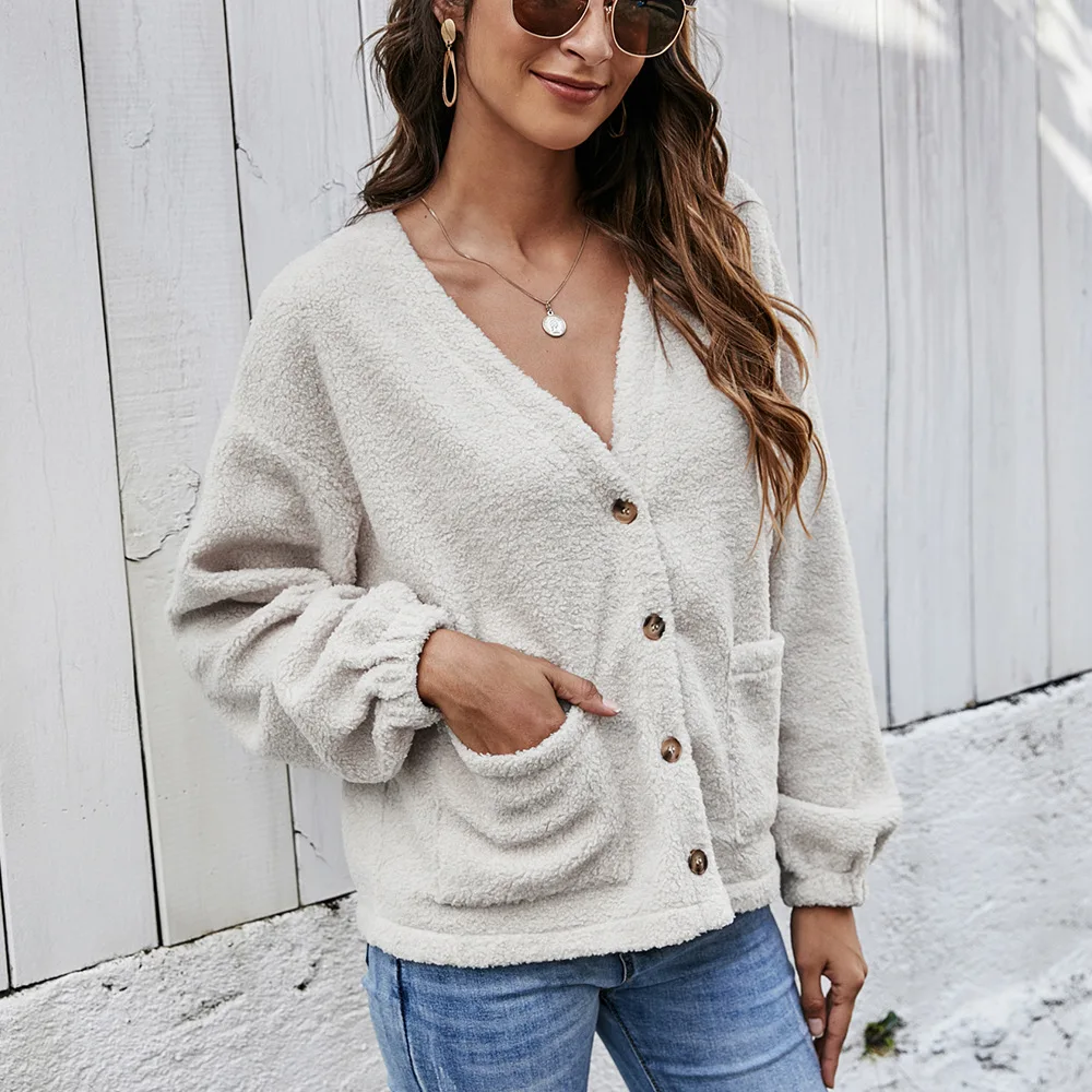 Fur Long Sleeved Loose Warm Women's Jacket Lamb Wool Winter Thickened Contrast Color Coat European Style Luxury Tops