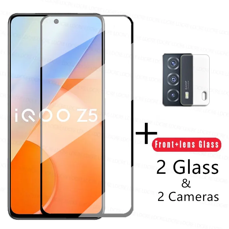 

4-in-1 2.5D Tempered Glass For Vivo iQOO Z5 Glass For iQOO Z5 Z5X Z3 Z1 Z1x Screen Protector 9H Camera Lens Film For iQOO Z5 Z5X