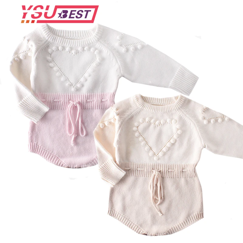 

New Knitted Baby Romper Autumn Newborn Baby Clothes Long Sleeve Pompom Infant Baby Girl Boy Romper Baby Jumpsuit Onesie Overalls