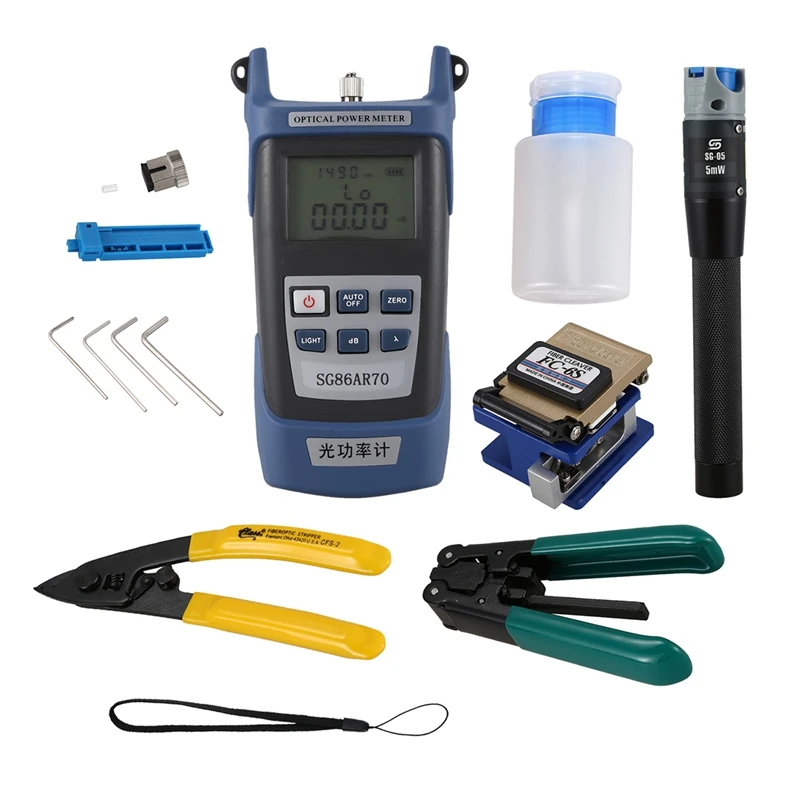 

For Fc-6S Fiber Optic Ftth Tool Kit Fiber And Aua-60S Fiber Cleaver Optical Power Meter3-5Km Visual Finder Locator Wire Stripper
