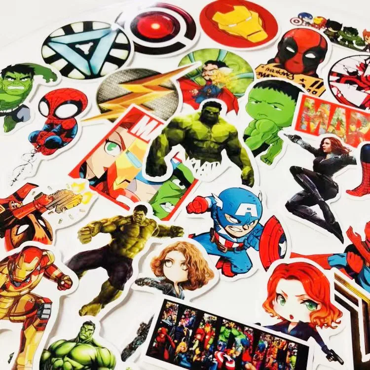 50 Marvel dс Герой Супермен Человек-паук Железный человек Наклейки водостойкая клейкая бумага крутая сумка для компьютера наклейки