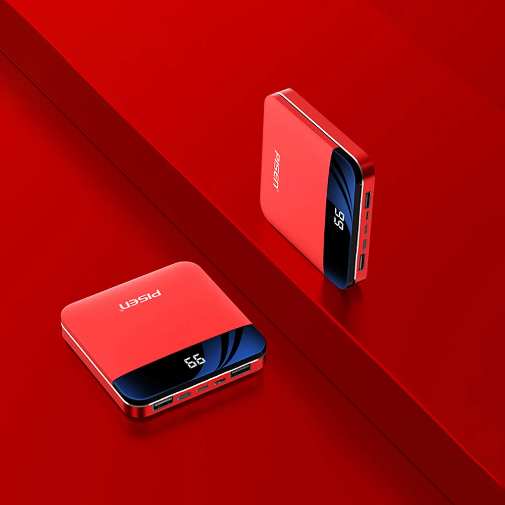 PISEN LED USB powerbank 10000mAh Banco de la energía de carga rápida Poverbank de Banco de potencia