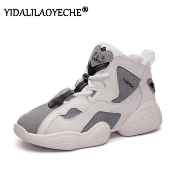 

Mesh platform sneakers Round toe women shoes sneakers 2019 breathable Autumn ladies trainers Lace up chunky trainers women