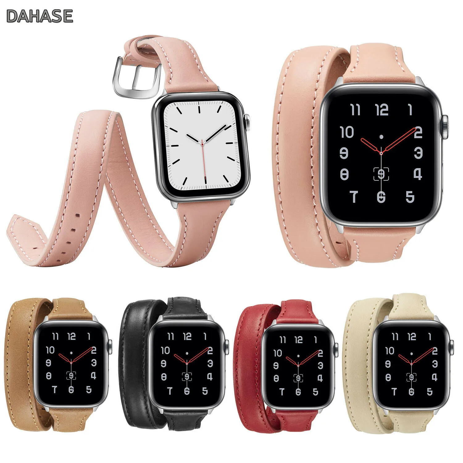 Двойной тур для Apple Watch, ремешок серии 5, 4, ремешок 40 мм, 44 мм, iWatch 3, 2, 1, ремешок 42 мм, 38 мм, браслет из натуральной кожи, Ремешки для наручных часов