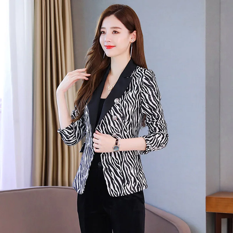 

Tops Autumn Leopord Pattern Suit Small Suit Women's Spring And Autumn Short Jacket Western Style 2019 New Style Korean-style Fas