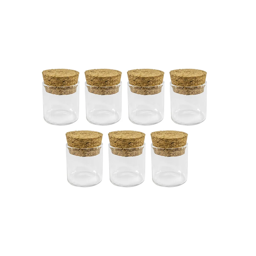 27x30x24mm 10ml Small Transparent Glass Bottle Cork Stopper Empty Crafts Decoration 10cc Bottles Food Saffron Jars Vials 12pcs 2