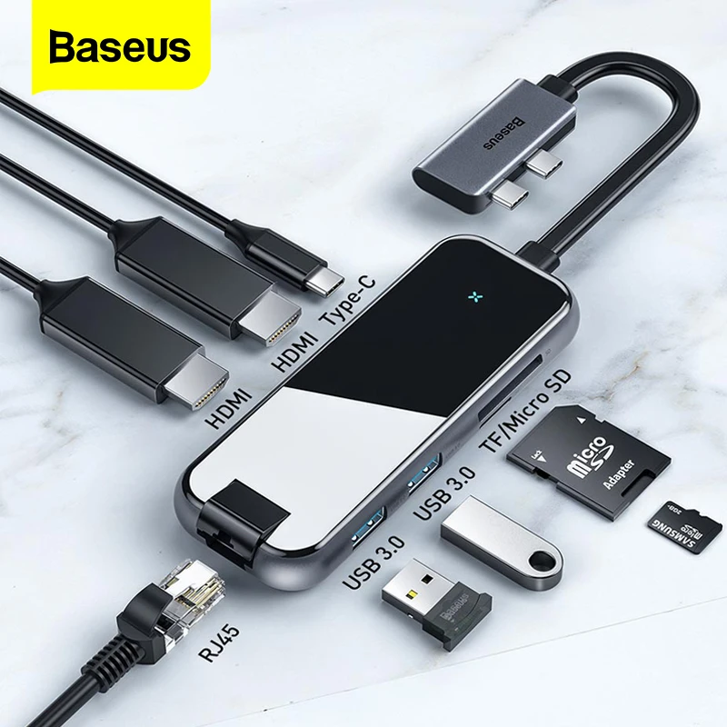 

Baseus USB Type C HUB Dual USB-C to Multi USB 3.0 HDMI for MacBook Pro Air UBS-C 3 0 3.0 HUB USB C 3.1 Dock RJ45 USB Splitter