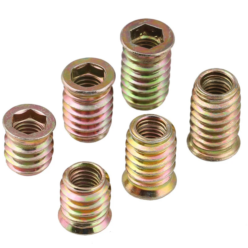 Threaded Insert Nut Carbon Steel Countersunk Hex Socket Drive For Wood Furniture M6 M8 M10