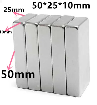 

1 pcs 50x25x10mm salt Square Block Cuboid Magnet Powerful Rare Earth Neodymium N52 Magnets For Speaker Motors Mayitr
