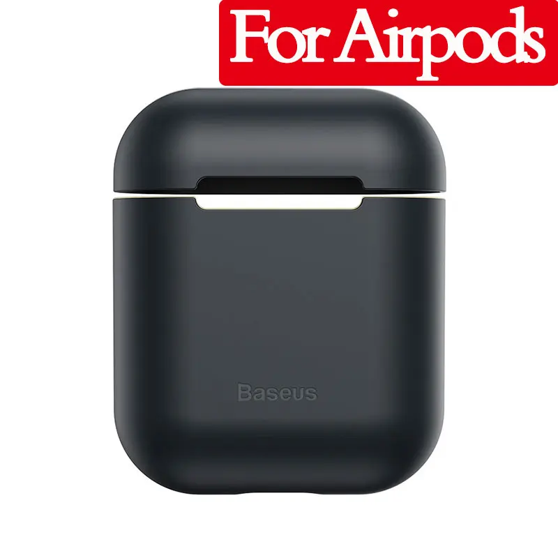 Чехол для наушников Baseus для AirPods, Цветной силиконовый чехол для AirPods Pro, чехол для беспроводных наушников с Bluetooth для Airpods 2/1 - Цвет: Black For Airpod 2 1