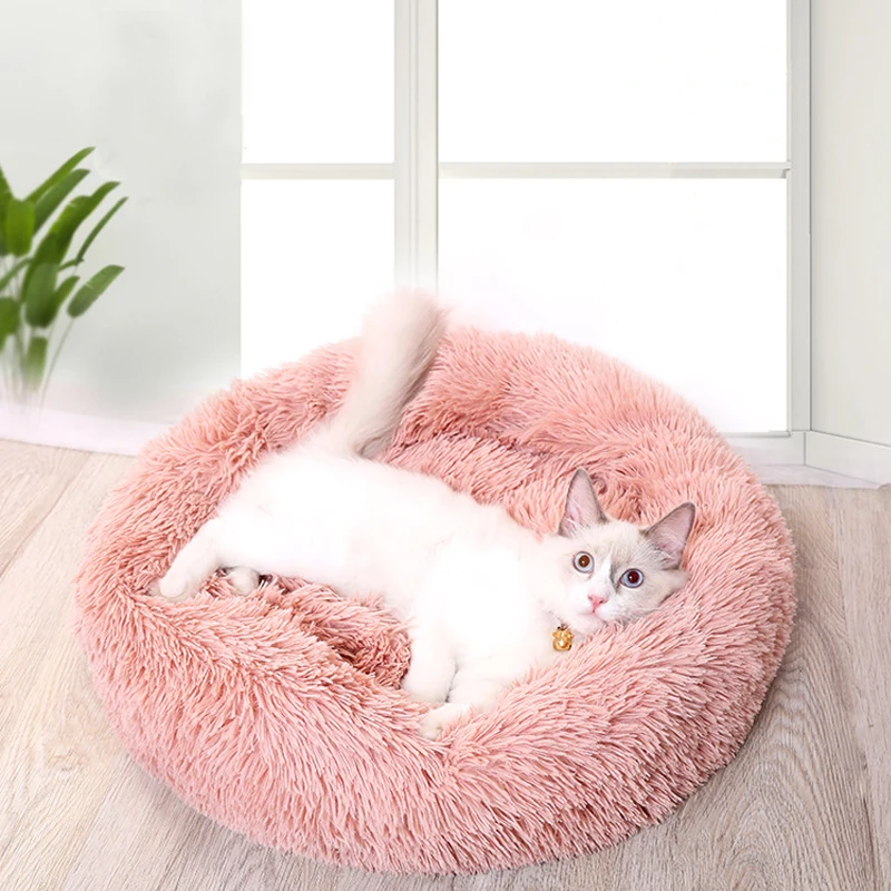 

Pet Dog Cat Kennel Nest Deep Sleep Plush Round Kennel Teddy Cat Soft Dog Mat Autumn And Winter For Puppy Beds S-XXL