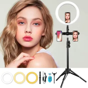 

10 inch USB interface dimmable LED Selfie ring light camera phone photography video makeup lamp (with tripod three phone clips)
