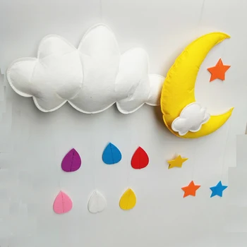 

Nordic Home Wall Hanging Ornaments Nordic Stick Felt Nebula Moon Cloud Pendant Kids Room Decoration Home Ornament Nursery Decor
