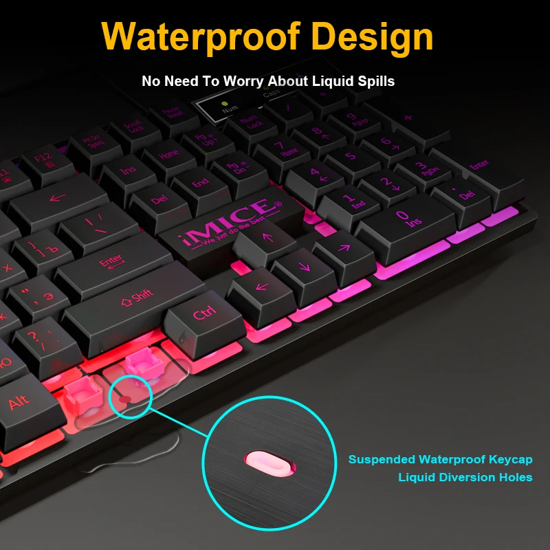 Gaming Keyboard Russian EN Imitation Mechanical Keyboard with Backlight Wired Gamer Keyboard USB Game Keyboards for Computer